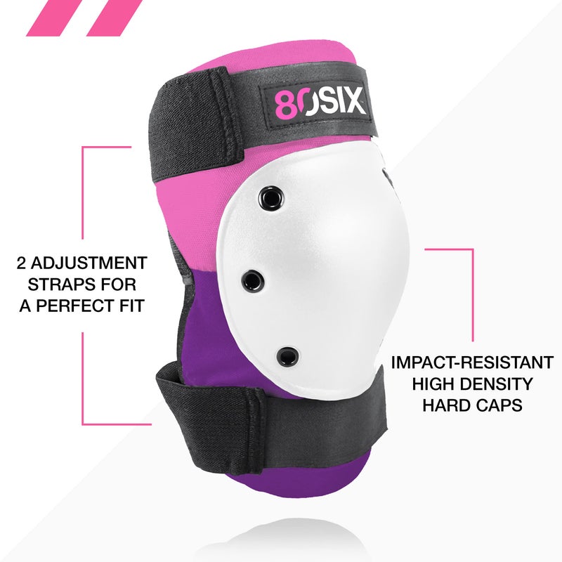 80Six Kids Multi-Sport Pad Set with Wristguards  Elbow Pads  and Knee Pads  Pink Purple  Medium/Large - Ages 14+ - Image 3